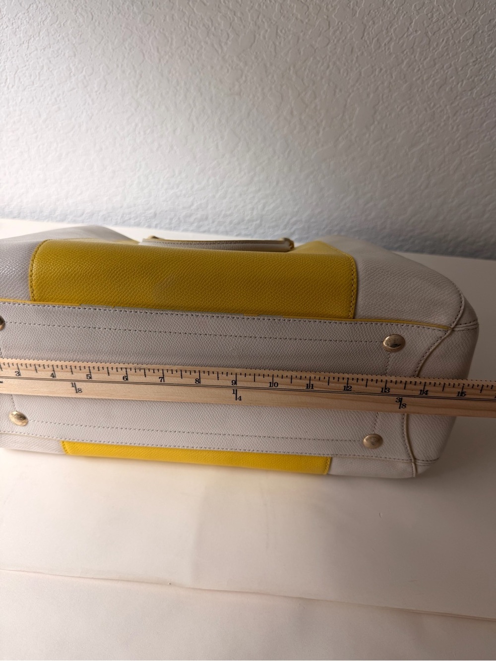 Coach Margot Carryall Yellow & Cream Crossgrain Leather Tote Bag - Picture 12 of 14